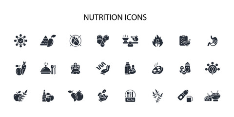 Nutrition icon set.vector.Editable stroke.linear style sign for use web design,logo.Symbol illustration. - obrazy, fototapety, plakaty