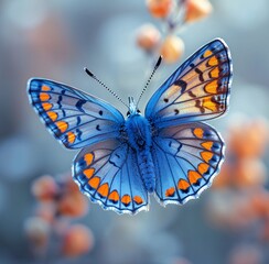 A Blue Butterfly with Orange Wings Generative AI