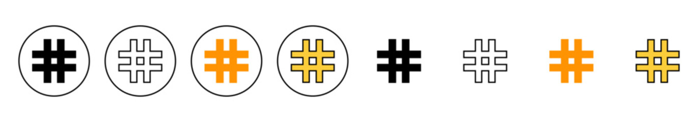 Hashtag icon set vector. hashtag sign and symbol