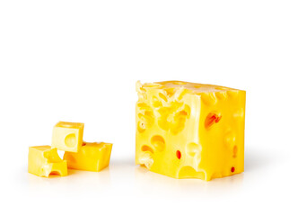 Cheese slices isolated on a white background