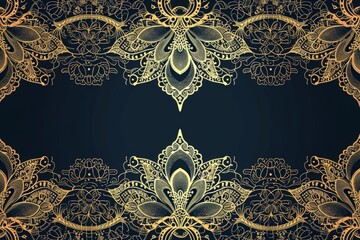 Gold and Black Floral Design Background