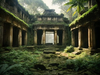 Ancient Ruins in the Jungle - Remains of Forgetten and Overgrown Buildings in the Rainforest