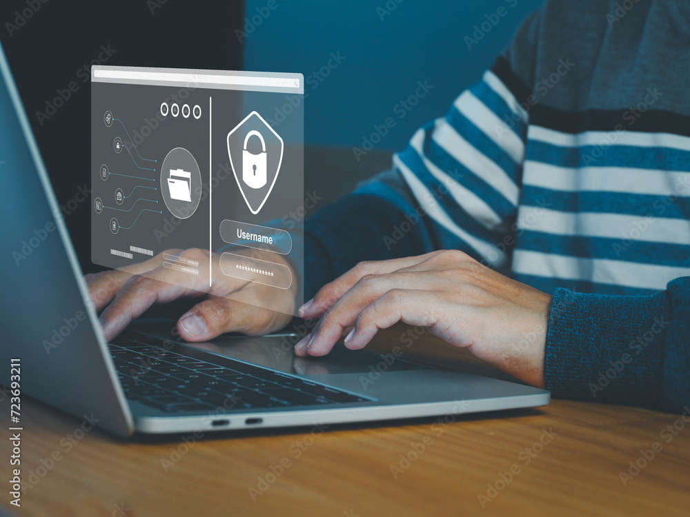 Aufkleber security of logging in on the internet to access business documents or personal information