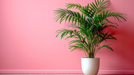 Pink Wall and Green Plant: A Fresh and Vibrant Combination Generative AI