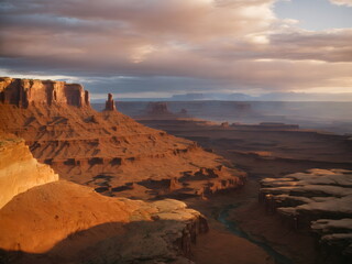 Fototapeta na wymiar Scenic View of Canyons at Sunset - Majestic Landscape Illustration