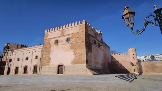 a beautiful view of the Kasbah of Udayas on a sunny day.. Rabat, Morocco