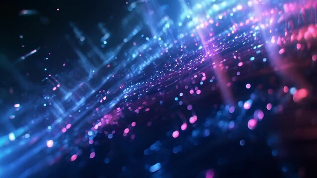 In this abstract footage holographic music notes of various sizes and shapes appear to flicker and pulse giving the impression of a neverending symphony in motion.