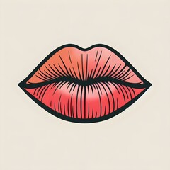Abstract Digital Art Illustration of Stylized Lips in a Contemporary Design