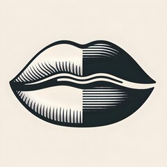 Abstract Digital Art Illustration of Stylized Lips in a Contemporary Design