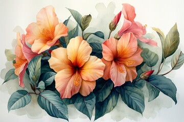 Flower Power: A Vibrant Bouquet of Pink and Orange Flowers Generative AI
