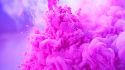 Obraz premium Pink clouds of smoke on a purple background. Digital concept, illustration painting.