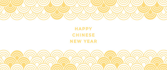 Happy Chinese new year backdrop vector. Wallpaper design with gold chinese pattern on white background. Modern luxury oriental illustration for cover, banner, website, decor, border, frame.
