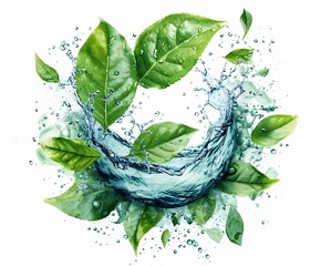 Fresh Leafy Water: A Refreshing Drink for a Summer Month Generative AI