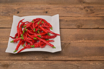 bitter red pepper in a white plate