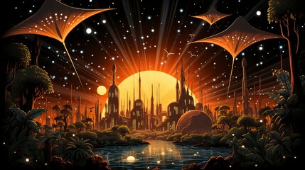 Obraz premium Underwater Fantasy world Beauty of creatures, Underwater Beauty, Fantasy World 