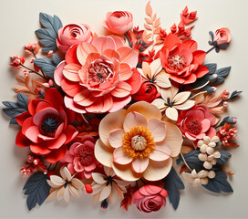 3d Flowers Sublimation, Red, Wrap, Pastel, bouquet of colorful roses, Created using generative AI
