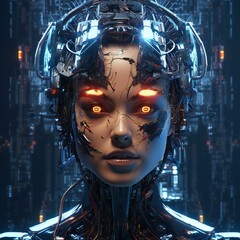 3D rendering cyborg bionic human robotic synthetic cyberpunk scifi android robot science fiction