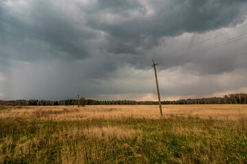 Fototapeta premium Power line during thunderstorm
