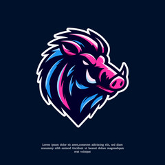 boar head e-sport logo vector illustration
