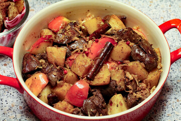 Baked stew. Vegetable chicken stew. Hearty Vegetable Stew