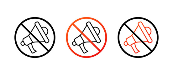 Loudspeaker prohibited icons. Flat style. Vector icons