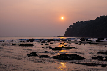 Sunset of Agonda beach in Goa. 