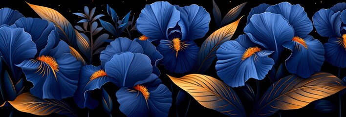 Flower Power: Blue and Yellow Petals in Full Bloom Generative AI