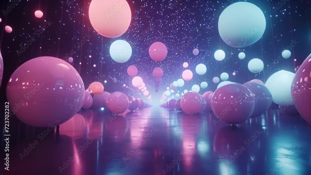 Poster let the luminous balloons guide your path as you explore a space transformed into a dazzling balloon