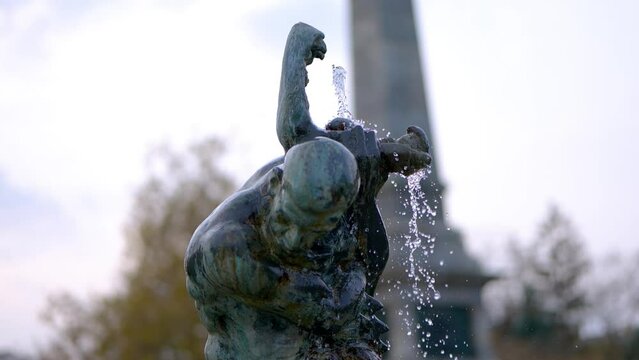 Close up of a fountain statue in the center of Ruse