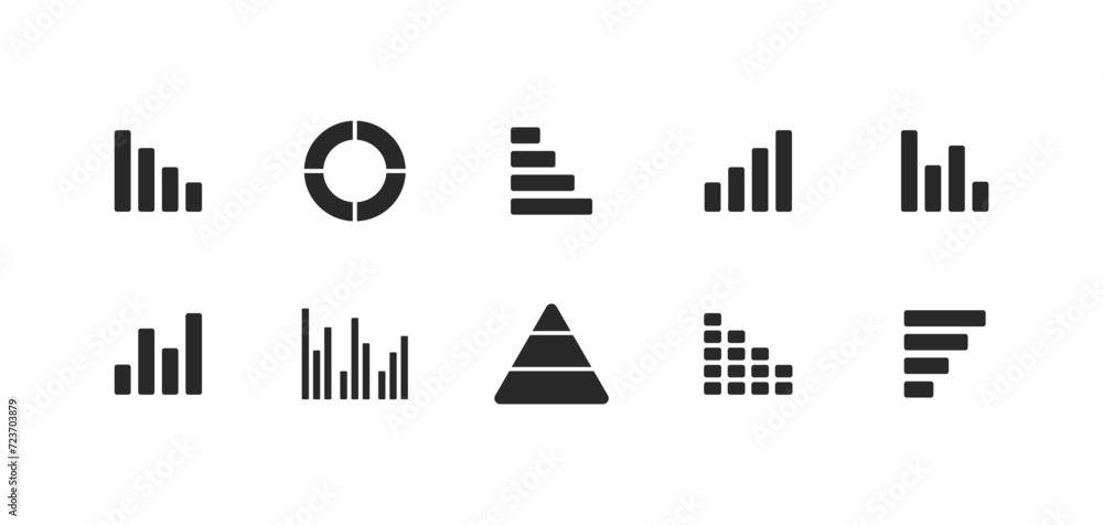 Poster graph icon set. linear style. vector icons