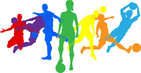 Soccer Football Players People Silhouettes Concept