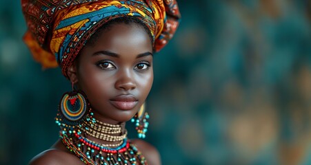African Beauty: A Dazzling Display of Beaded Necklaces and Colorful Hair Generative AI