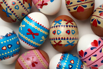 Colorful Easter eggs on a white background