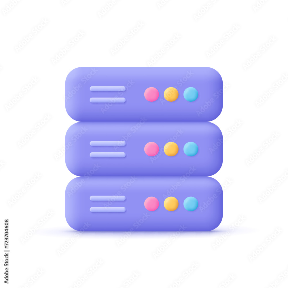Poster server. data memory and data center. 3d vector icon. cartoon minimal style.