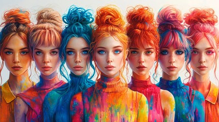 Colorful Hairdos: A Monthly Celebration of Trendy Hairstyles Generative AI