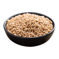 Whole wheat grain in black bowl