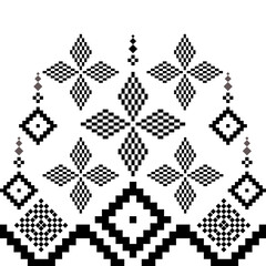 Embroidered cross-stitch ethnic fabric Geometric ornament ethnic pattern design. Use for fabric, textile, interior decoration elements, upholstery, and wrapping.