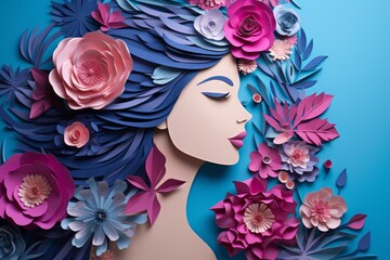 Naklejka premium international women's day background. 8 march background of purple flowers. Flat lay arrangement with feminine elements and copy space
