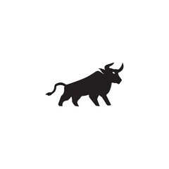 Ox silhouette isolated bulls icons.  Vector illustration of a bull. graphic elements of a matador on white background. Black and white bull logo design