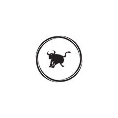 Ox silhouette isolated bulls icons.  Vector illustration of a bull. graphic elements of a matador on white background. Black and white bull logo design