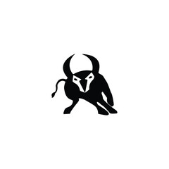 Ox silhouette isolated bulls icons.  Vector illustration of a bull. graphic elements of a matador on white background. Black and white bull logo design