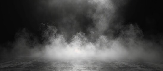 White smoke fog cloud on black mist background. Generated AI image - obrazy, fototapety, plakaty