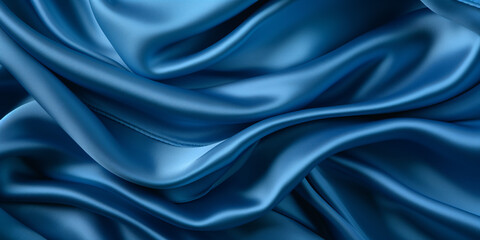 Fototapeta premium Shiny blue silk textile texture background