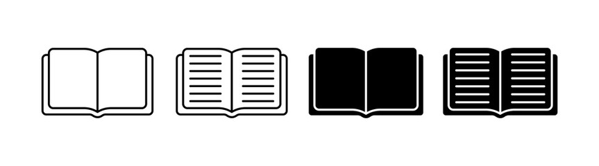 Book icon set. Linear and silhouette style. Vector icons