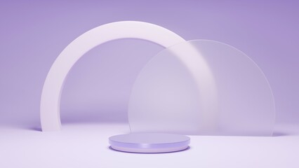 3D Rendering purple background with podium abstract glass