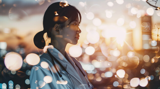 female doctor checking data
 - Powered by Adobe