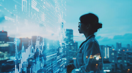 female doctor checking data
