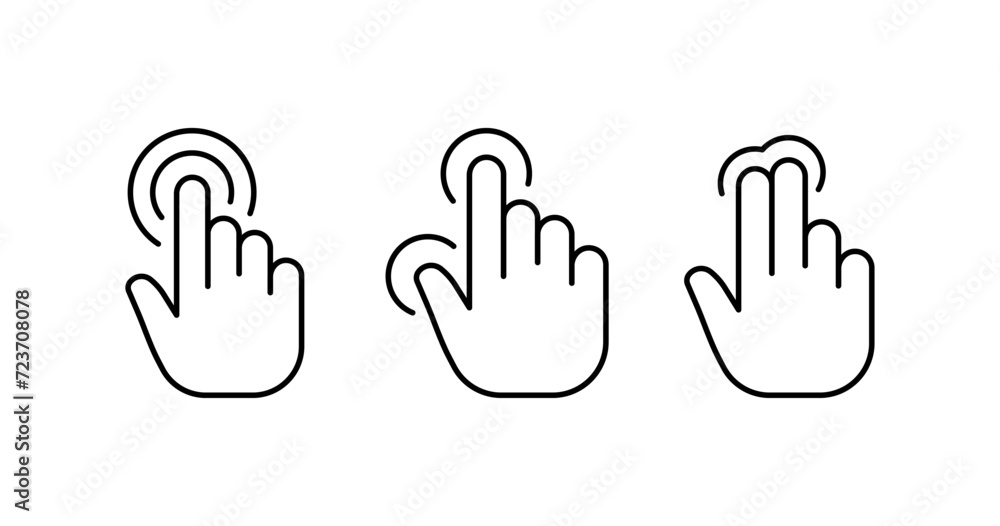 Poster touch cursor icons. linear style
