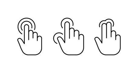 Touch cursor icons. Linear style