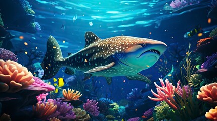Obraz premium Underwater Fantasy world Beauty of creatures, Underwater Beauty, Fantasy World 